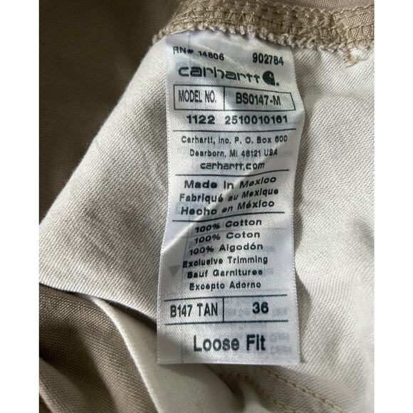 Carhartt Men’s Size 36 Loose Fit‎ Utility Tan Cargo Shorts - Picture 8 of 8